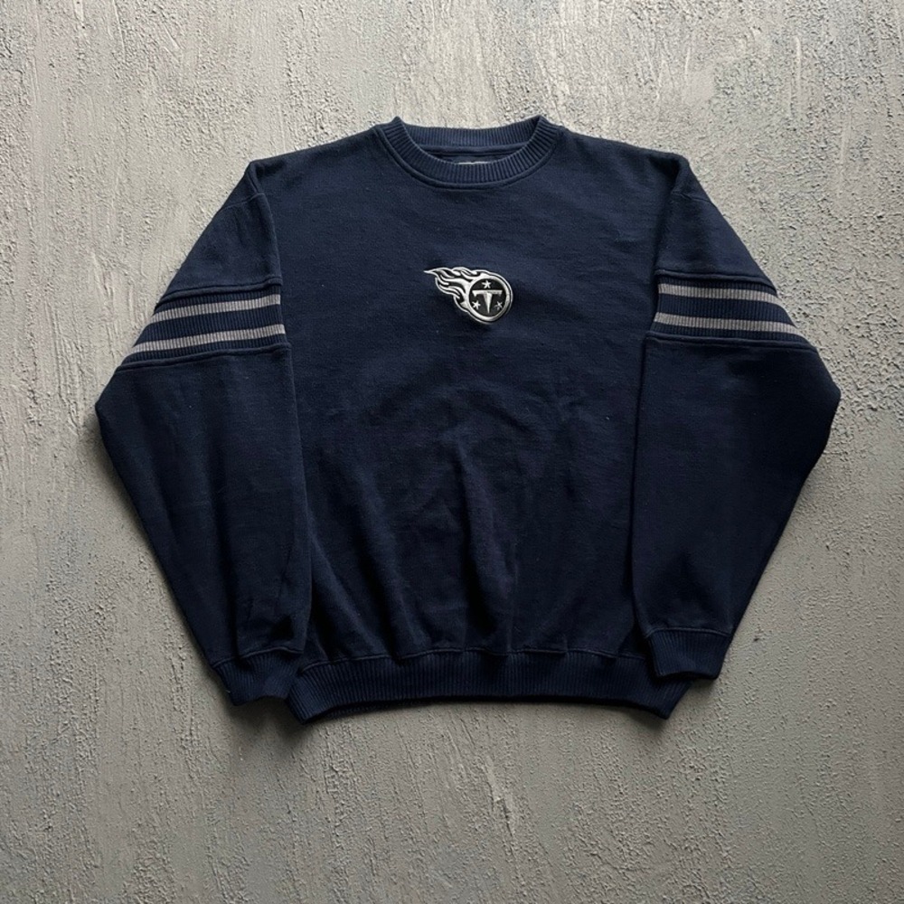 Vintage Tennessee Titans Sweater Large Blue 1990s Embroidered Pullover NFL‎